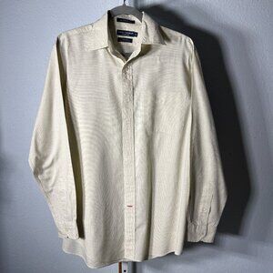 Daniel Cremieux Tailored-Fit 100% Cotton Ivory Graph Check Long-Sleeve SZ Med